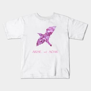 Arise and Soar Quote - with Pink Floral Bird Kids T-Shirt